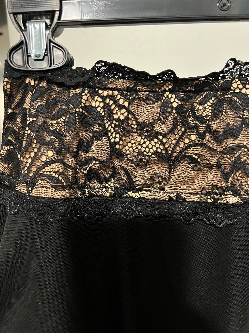Edikted Black Mini Skirt with Nude Lace Waistband - Picture 4 of 6